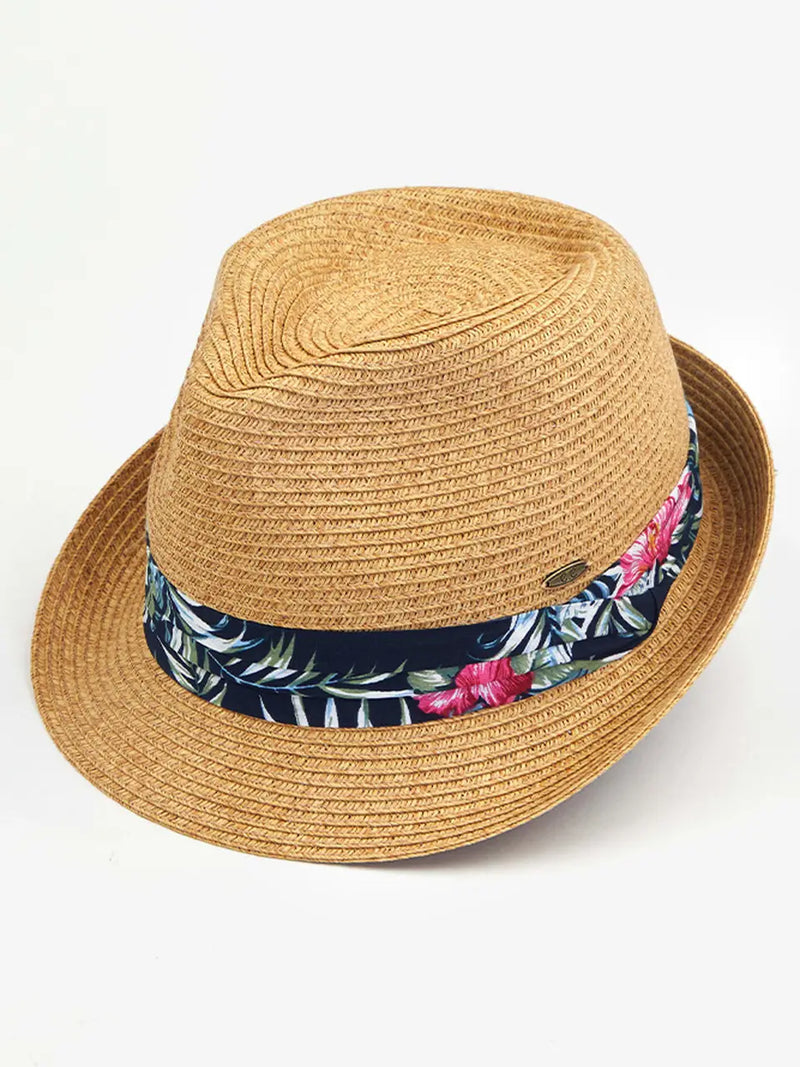 C.C. Tropical Band Fedora Straw Hat