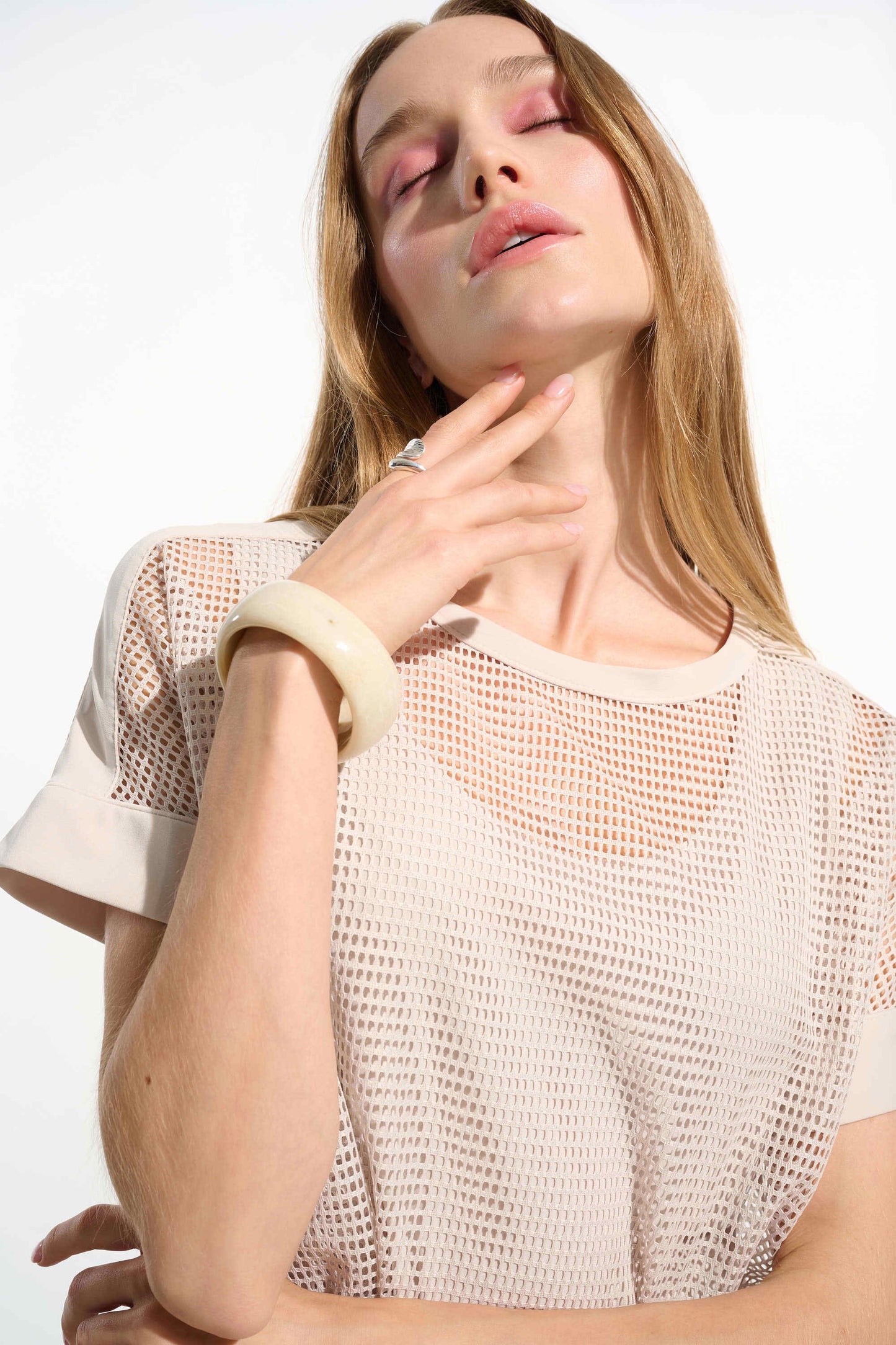 Joseph Ribkoff -Silky Knit and Mesh Straight Top