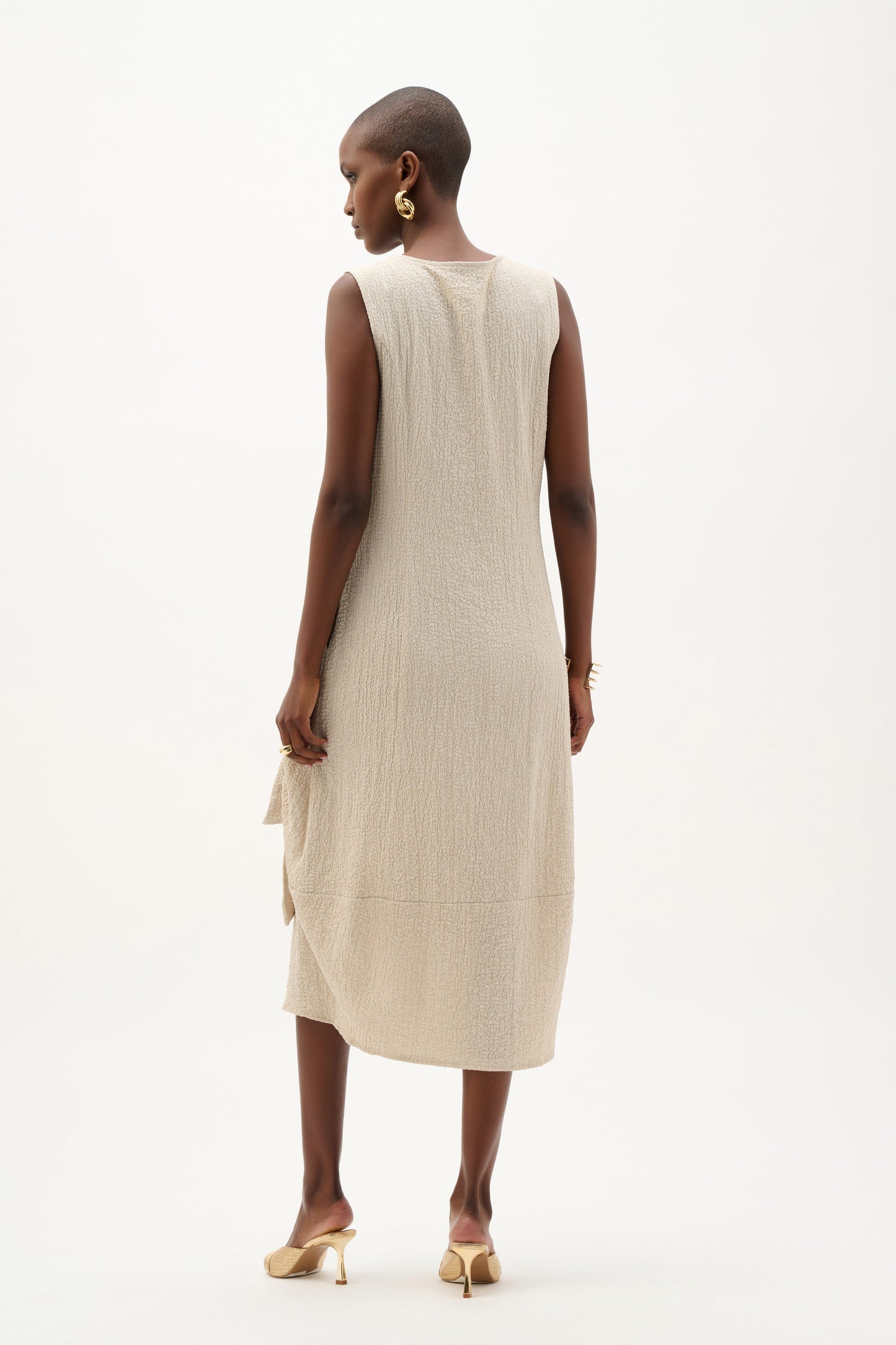 Joseph Ribkoff - Seersucker Cocoon Dress With Ring And Tie Detail