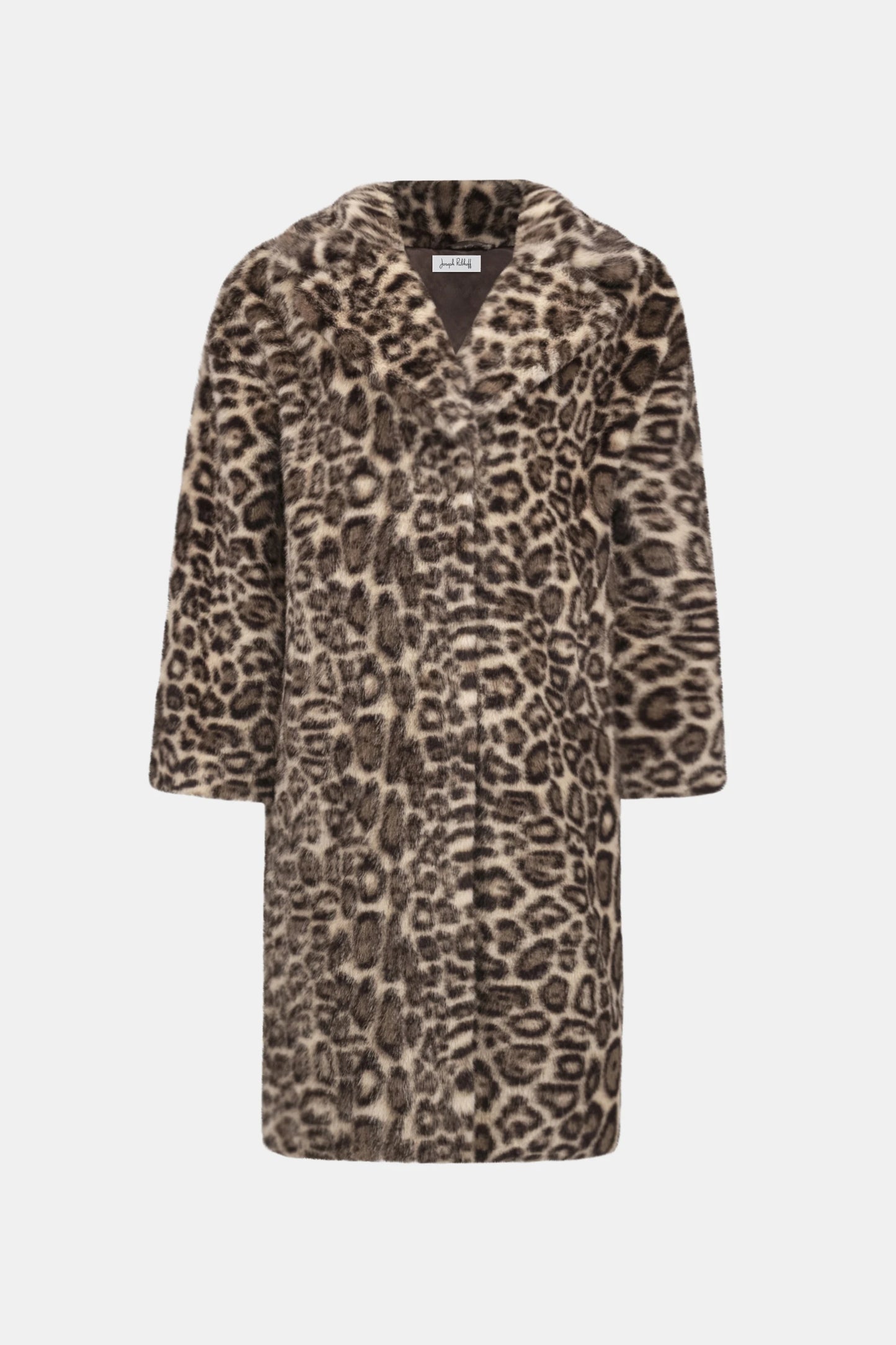 Joseph Ribkoff -Faux Fur Leopard Print Straight Coat