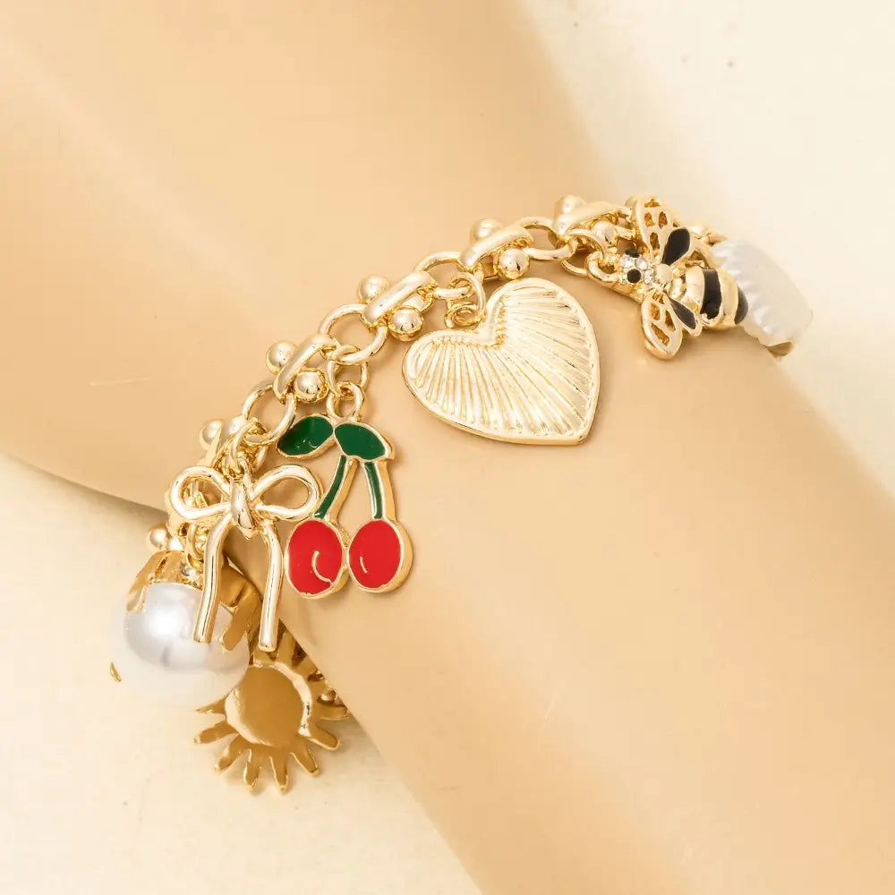 Assorted Charms Intricate Chain Bracelet