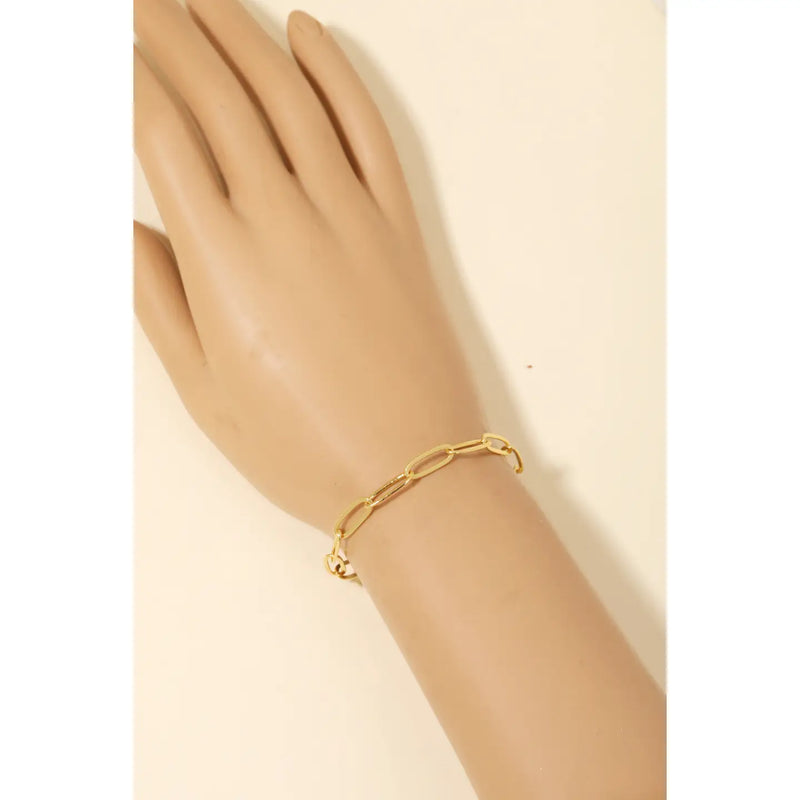 Gold Dipped Dainty Oval Chain Bracelet