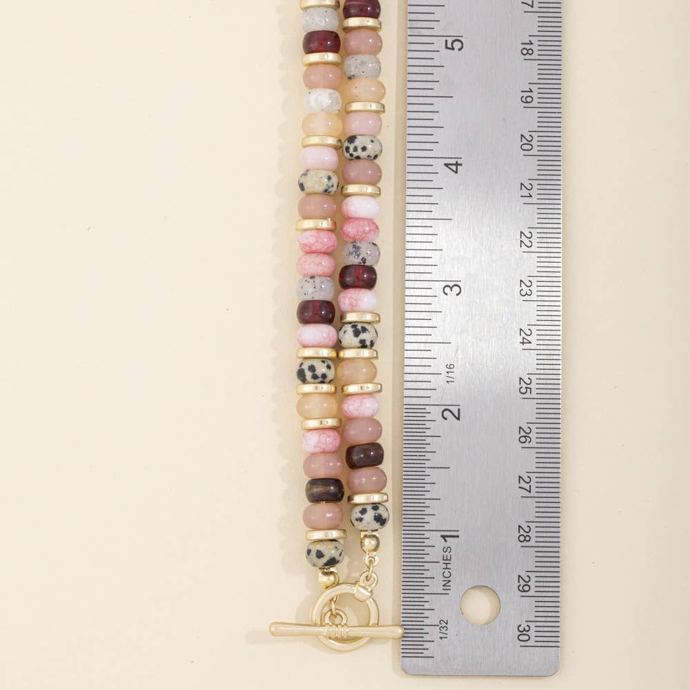 Semi Precious Bead Toggle Statement Necklace