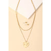 Layered Chain Link Monstera Leaf Pendant Necklace Set