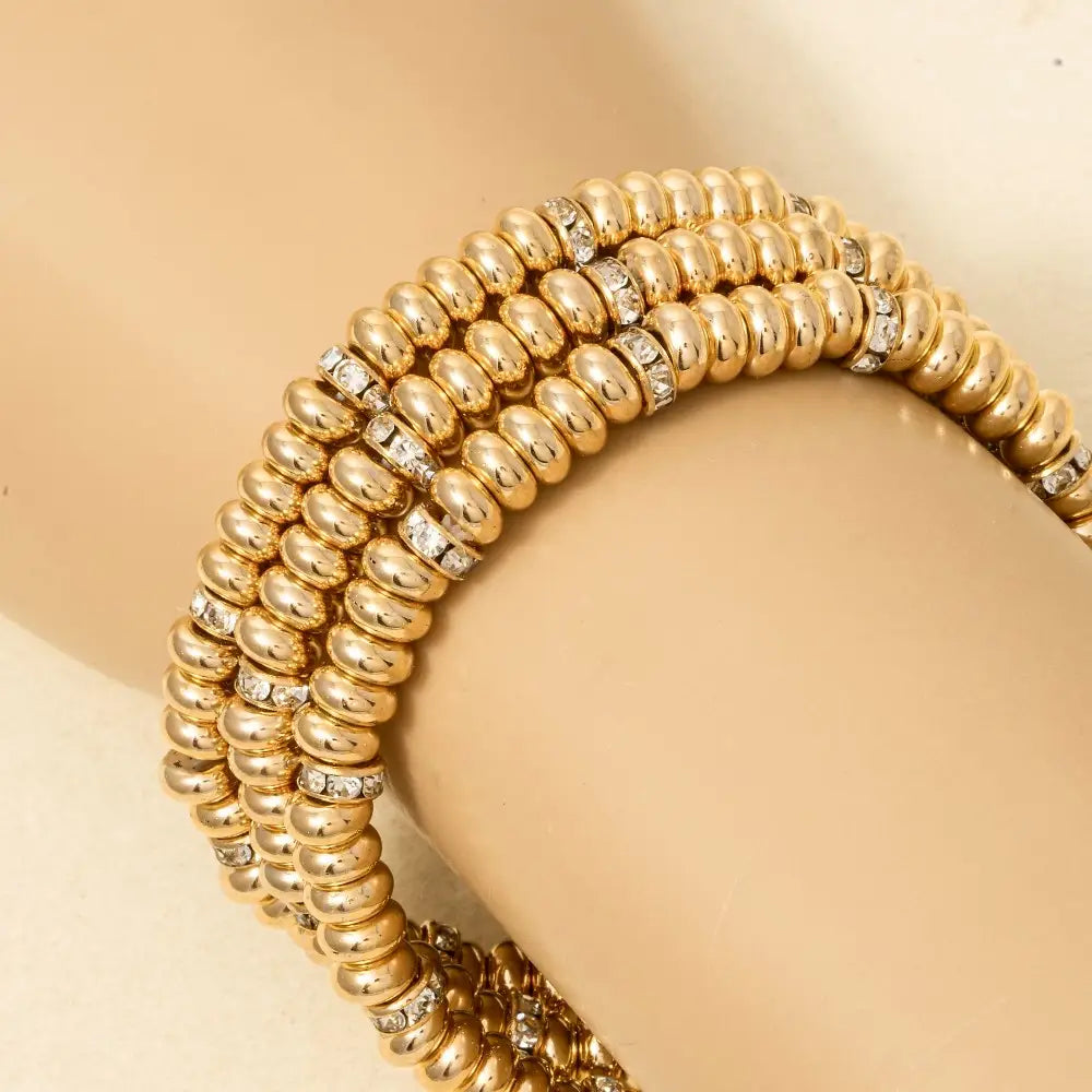 Rhinestone and Metallic Disc Beaded Bracelet