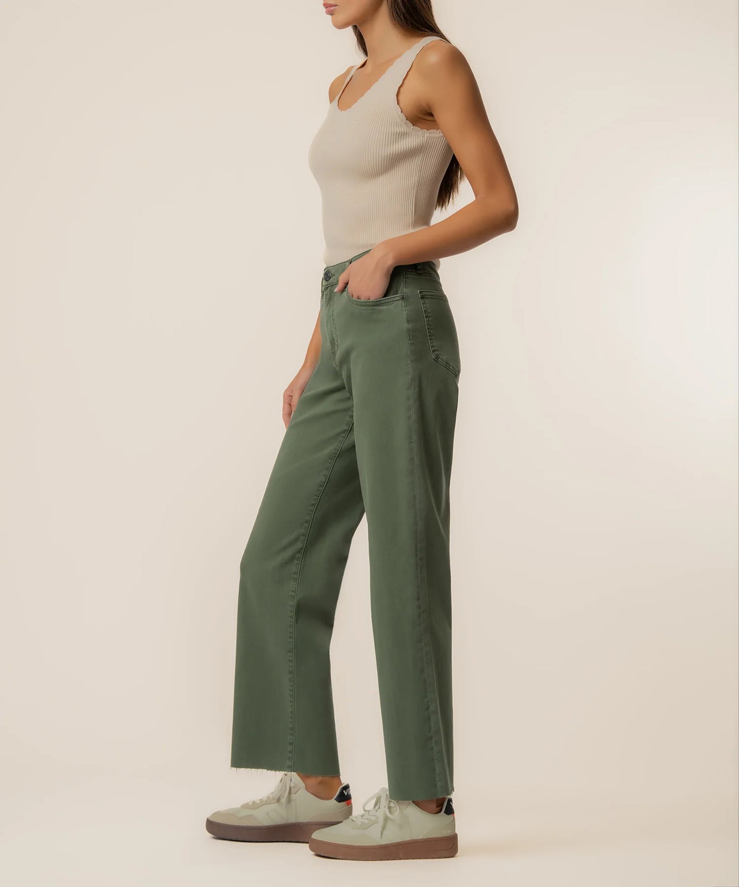 KUT- Charlotte High Rise Wide Leg Jean - Seaweed