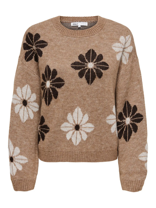 Only- Freesia Flower O-Neck Sweater