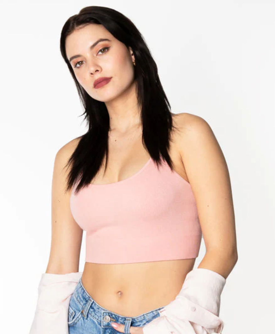 C'est Moi Bamboo Ribbed Cross Back Top