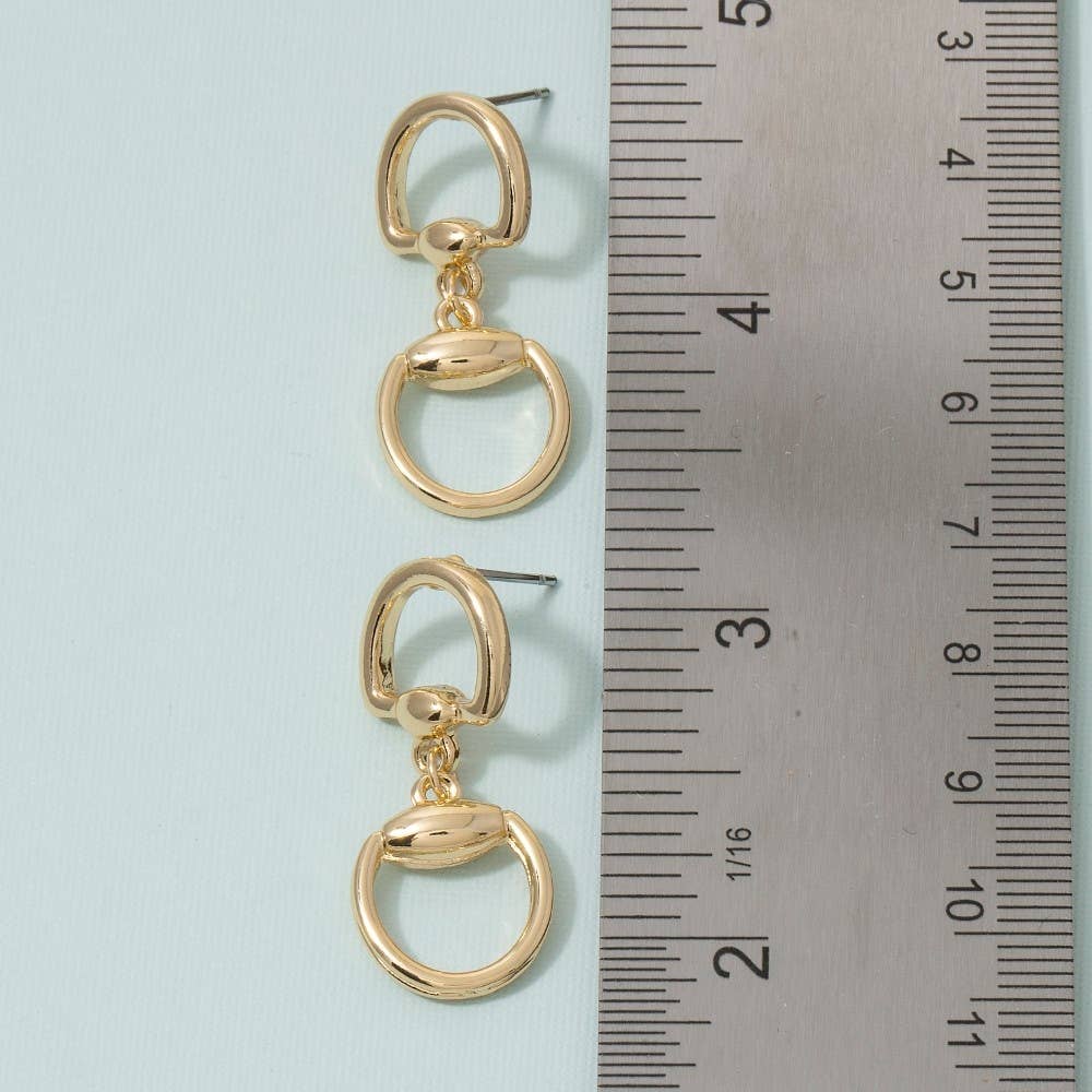 Equestrian Horse Bit Ring Drop Earrings