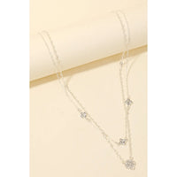 Pave Clover Charms Layered Chain Necklace