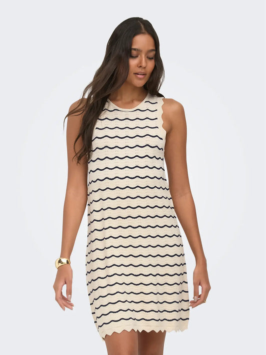 Only - Armilla Scalloped Stripe Knit Dress