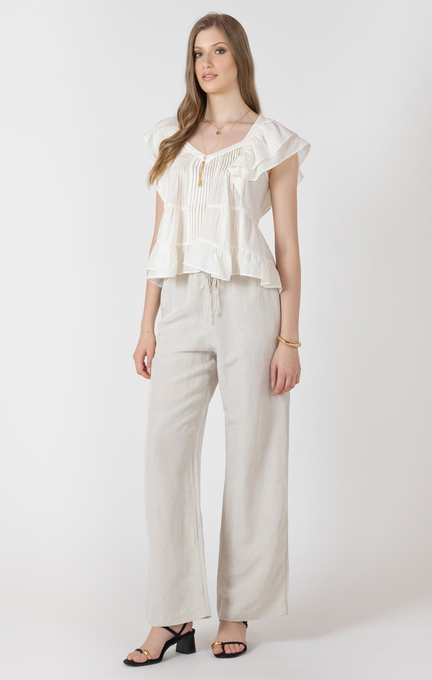 DEX- Linen Blend Pull On Pant
