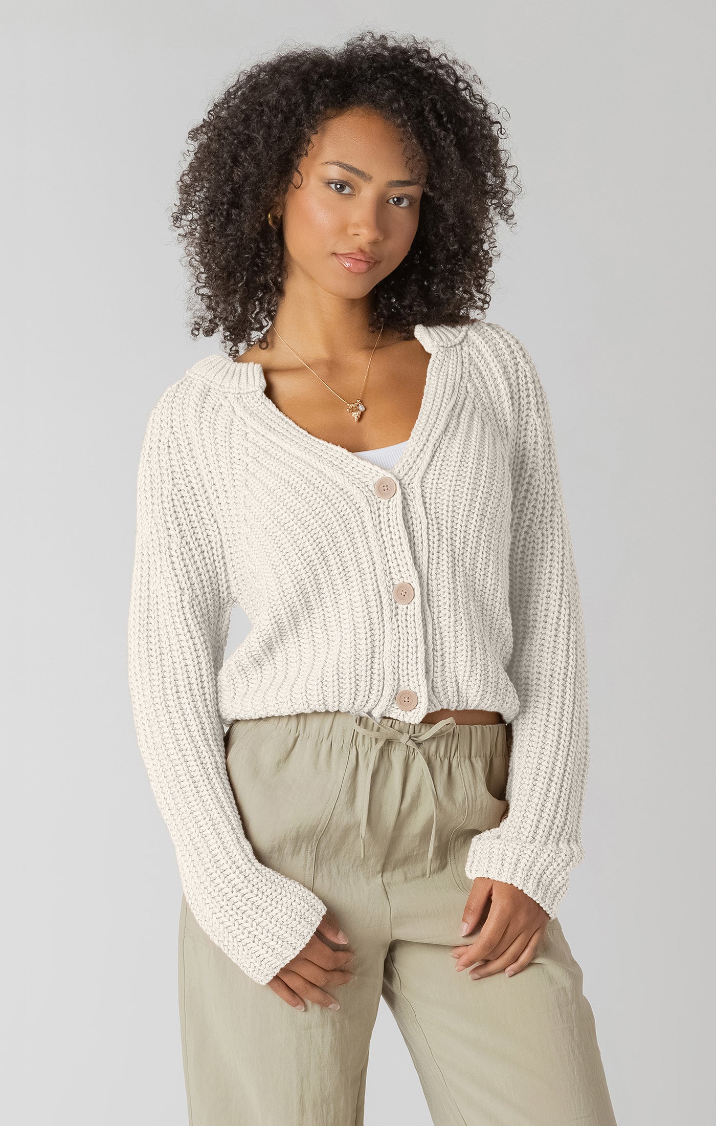 ROOM 34- Textured Button Front Cardigan