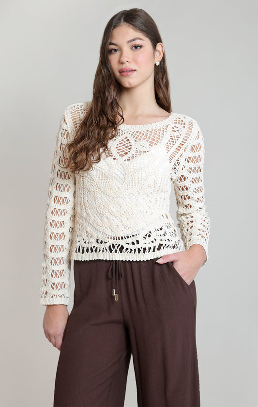 DEX- The Ivory Heirloom Crochet Top