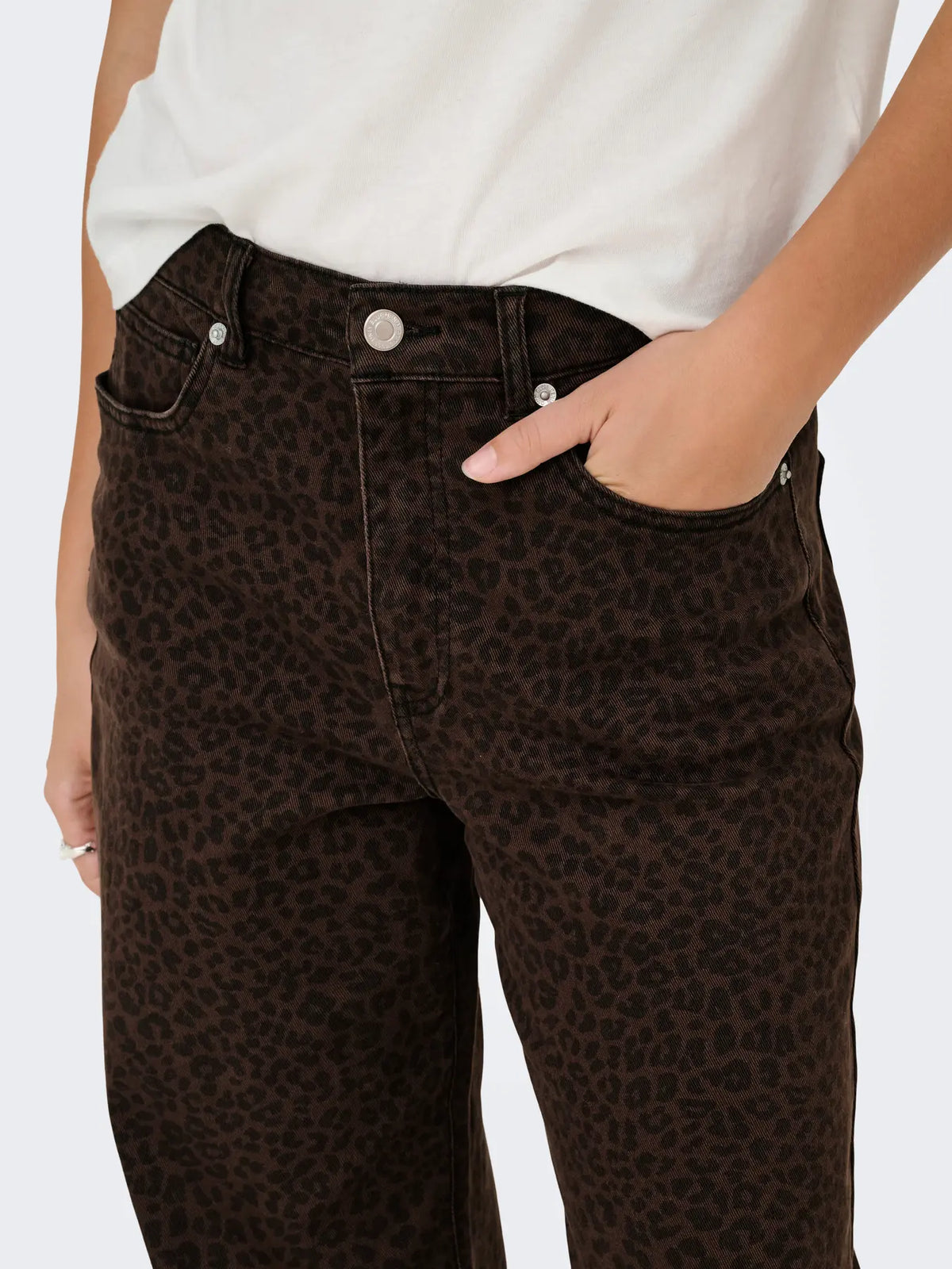 Only - Madison Wide Leg Animal Print Jeans