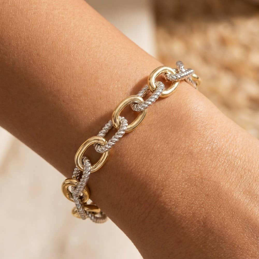 Gold Plated Two Tone Chain Bracelet