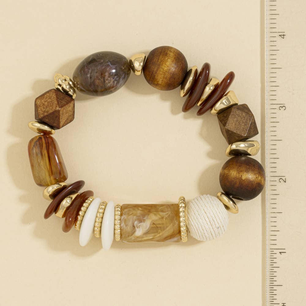 Chunky Wood Bead Stretch Bracelet