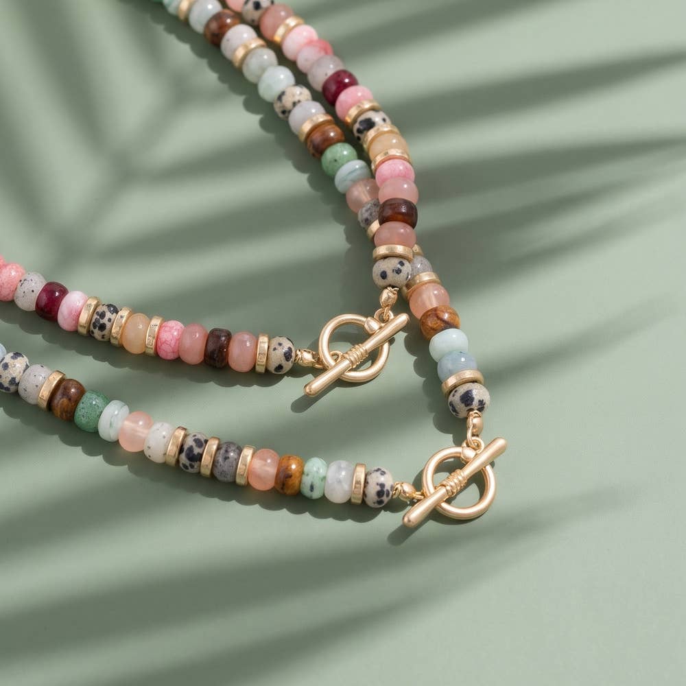 Semi Precious Bead Toggle Statement Necklace