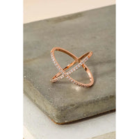 Delicate X Rhinestone Ring
