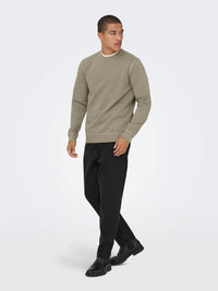 Only & Sons -Mens -  Brock Washed Crewneck Sweater