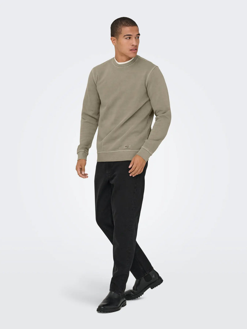 Only & Sons -Mens -  Brock Washed Crewneck Sweater