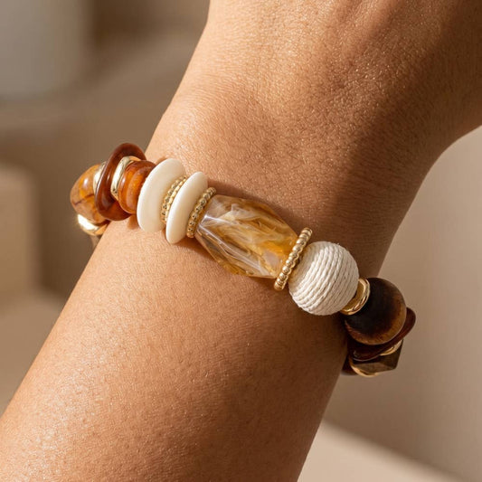 Chunky Wood Bead Stretch Bracelet