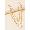 Faceted Gem Pendant Layered Chains Necklace Set