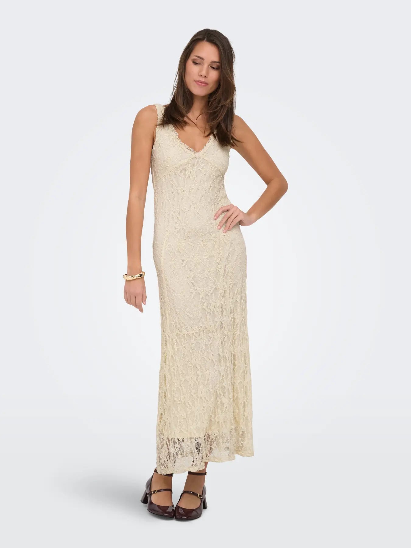 Only - Albina V-Neck Lace Midi Dress