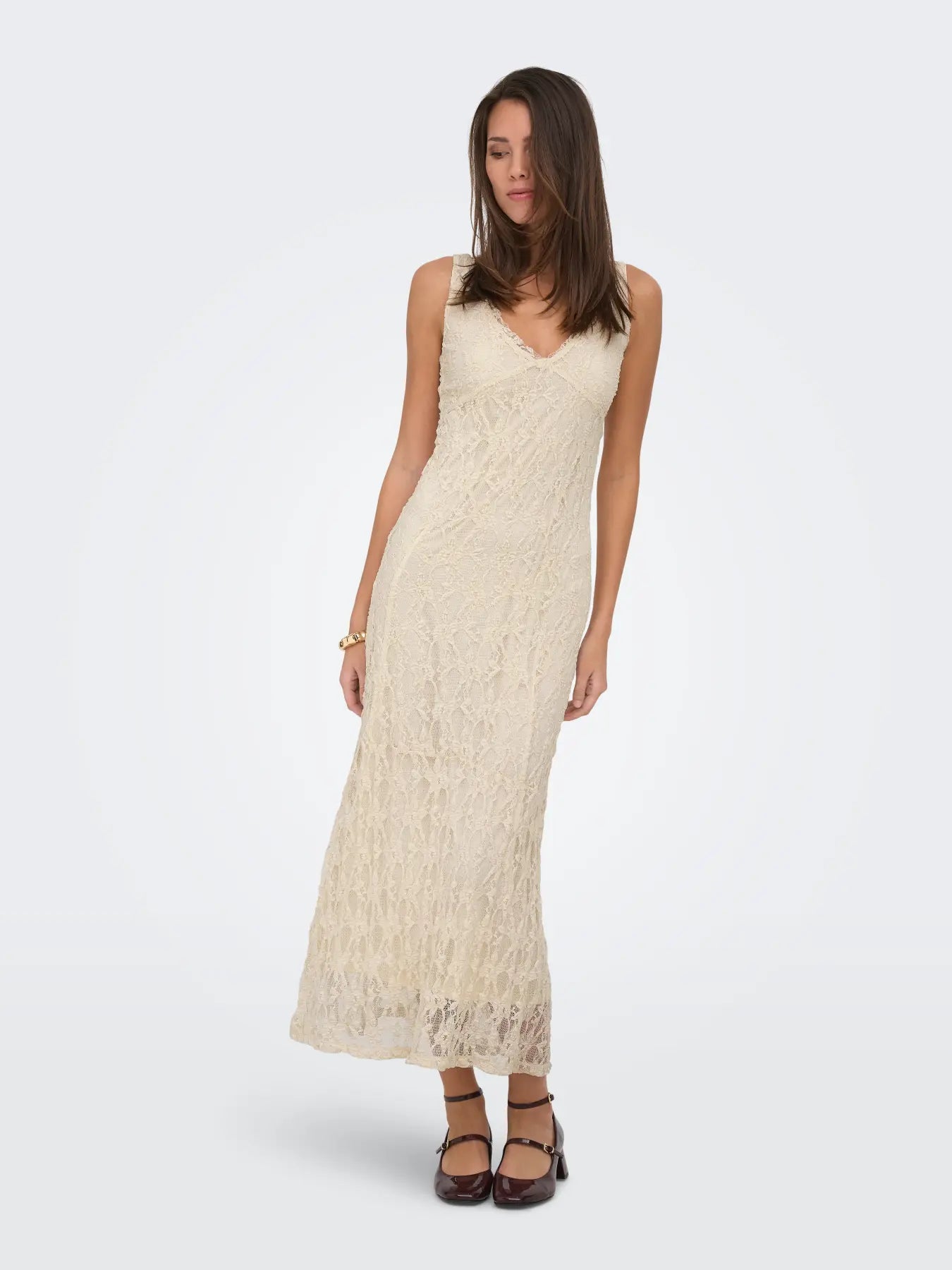 Only - Albina V-Neck Lace Midi Dress