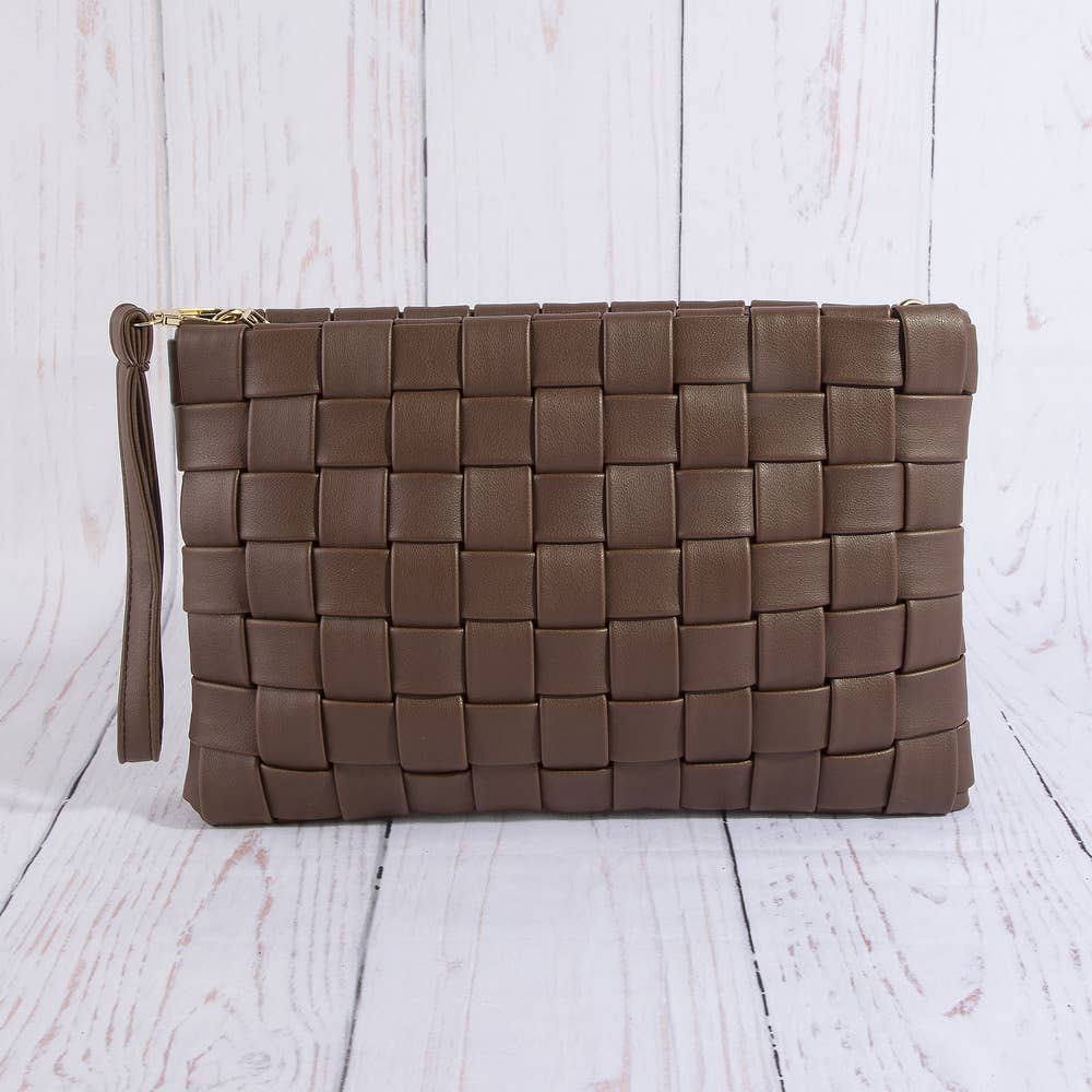 Leather Basket Weave Hand Bag