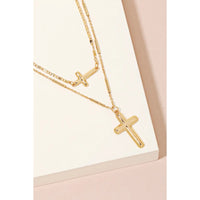 Double Cross Chain Layer Necklace