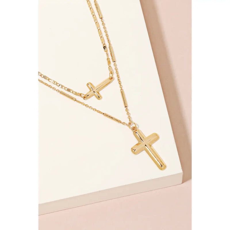 Double Cross Chain Layer Necklace