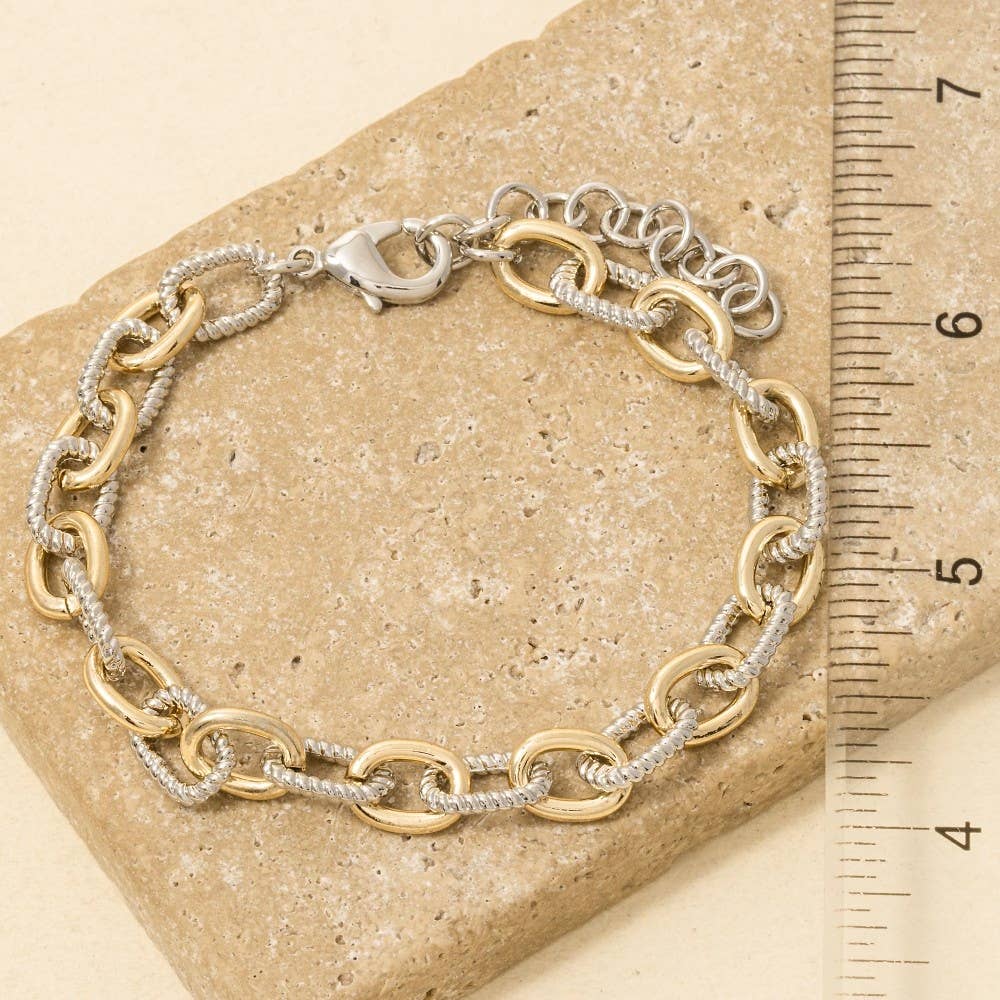 Gold Plated Two Tone Chain Bracelet