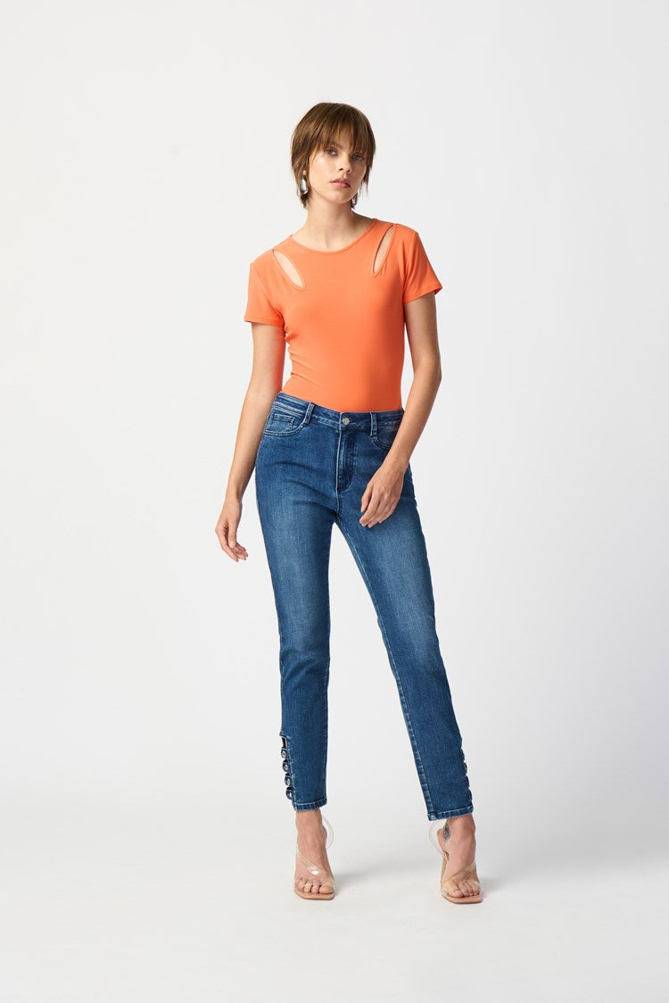 Joseph Ribkoff - Classic Slim Jeans with Embellished Hem