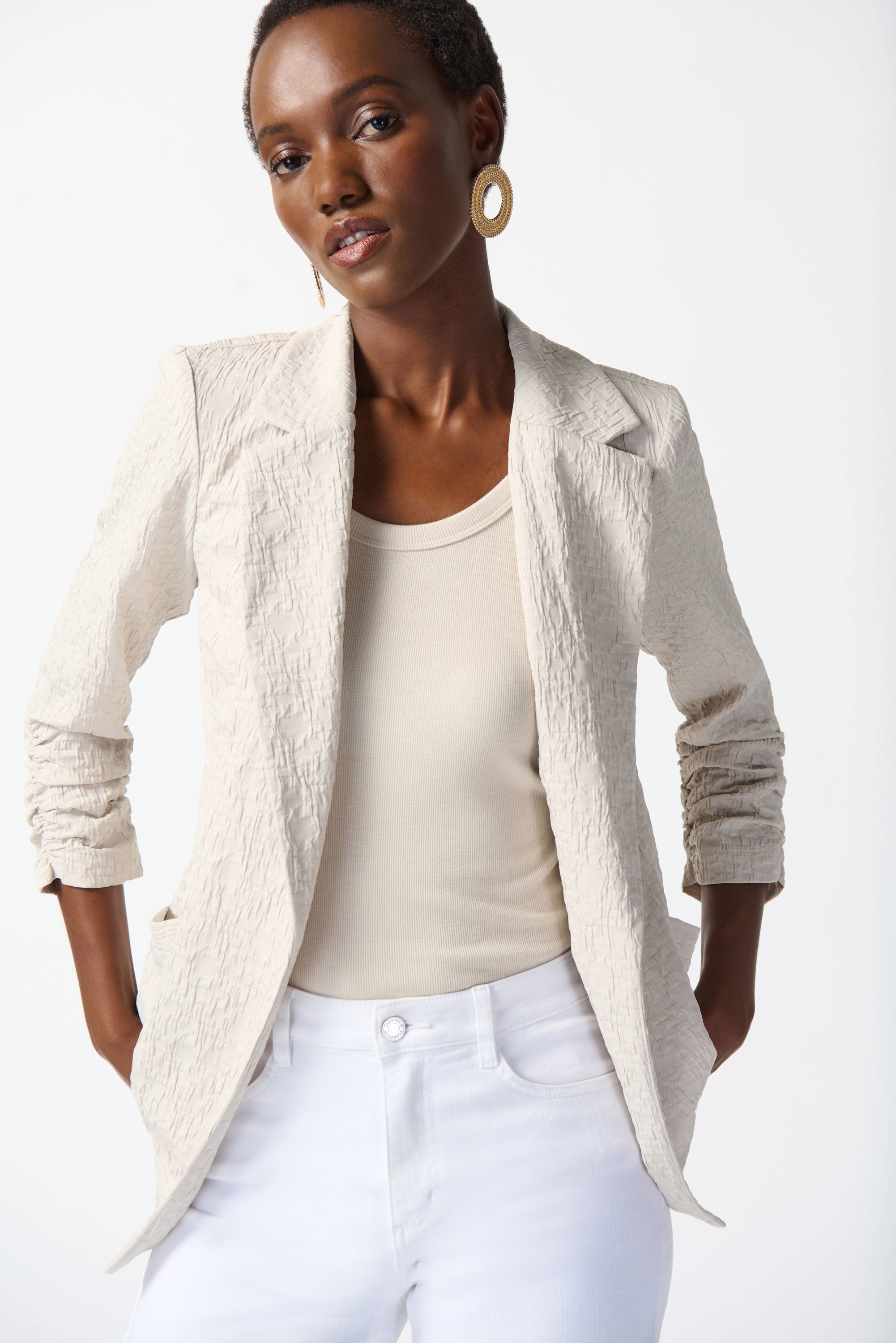 Joseph Ribkoff -Woven Jacquard Texture Boxy Blazer