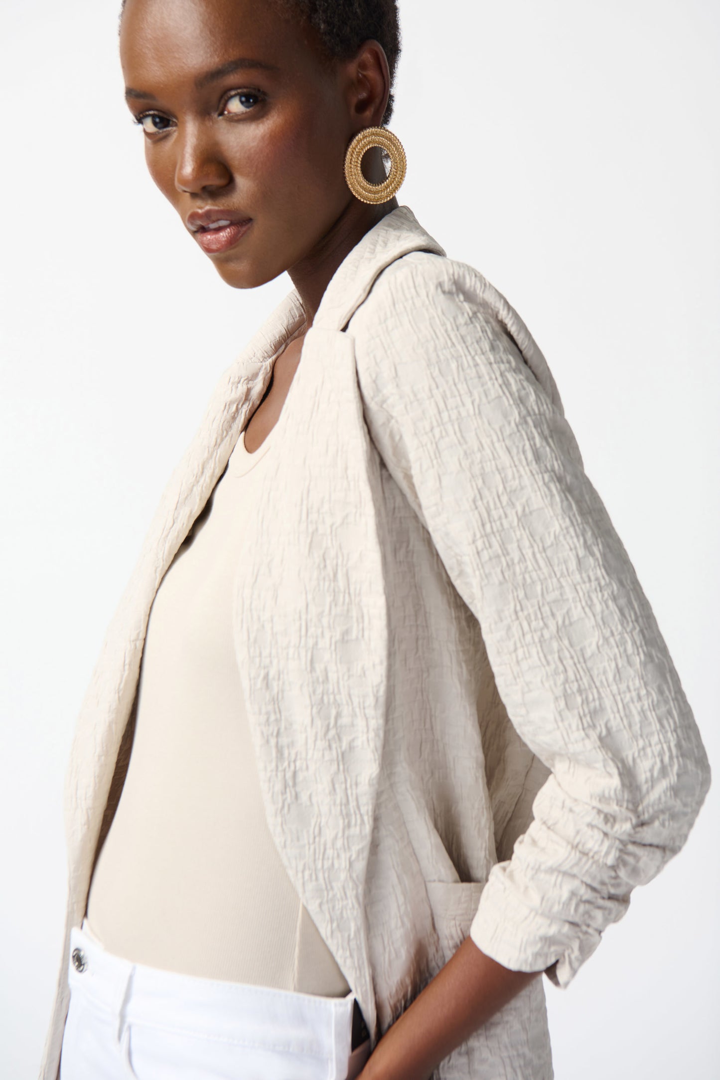 Joseph Ribkoff -Woven Jacquard Texture Boxy Blazer