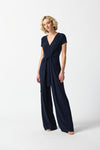 Joseph Ribkoff- Silky Knit Belted Wide Leg Jumpsuit