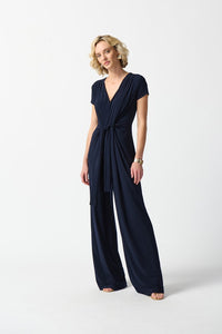 Joseph Ribkoff- Silky Knit Belted Wide Leg Jumpsuit
