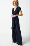 Joseph Ribkoff- Silky Knit Belted Wide Leg Jumpsuit