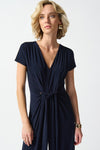 Joseph Ribkoff- Silky Knit Belted Wide Leg Jumpsuit