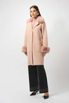 Joseph Ribkoff -Feather Yarn and Faux Fur Sweater Coat