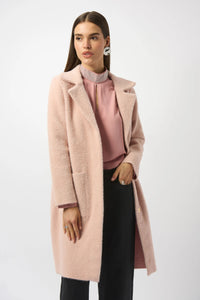 Joseph Ribkoff -Feather Yarn and Faux Fur Sweater Coat