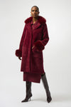 Joseph Ribkoff -Feather Yarn and Faux Fur Sweater Coat