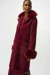 Joseph Ribkoff -Feather Yarn and Faux Fur Sweater Coat