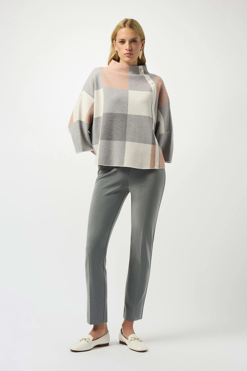 Joseph Ribkoff -Plaid Jacquard Sweater Knit Top