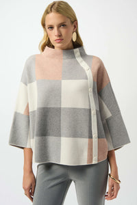 Joseph Ribkoff -Plaid Jacquard Sweater Knit Top