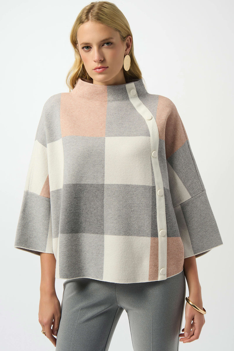 Joseph Ribkoff -Plaid Jacquard Sweater Knit Top