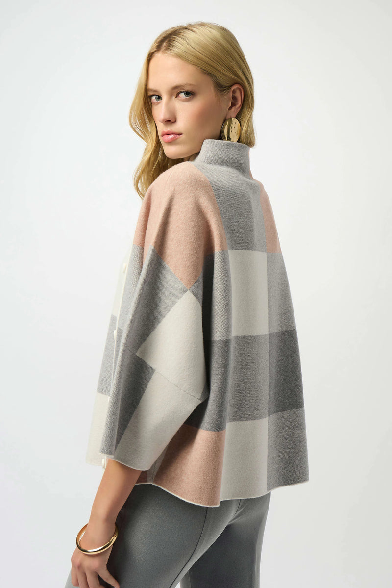 Joseph Ribkoff -Plaid Jacquard Sweater Knit Top