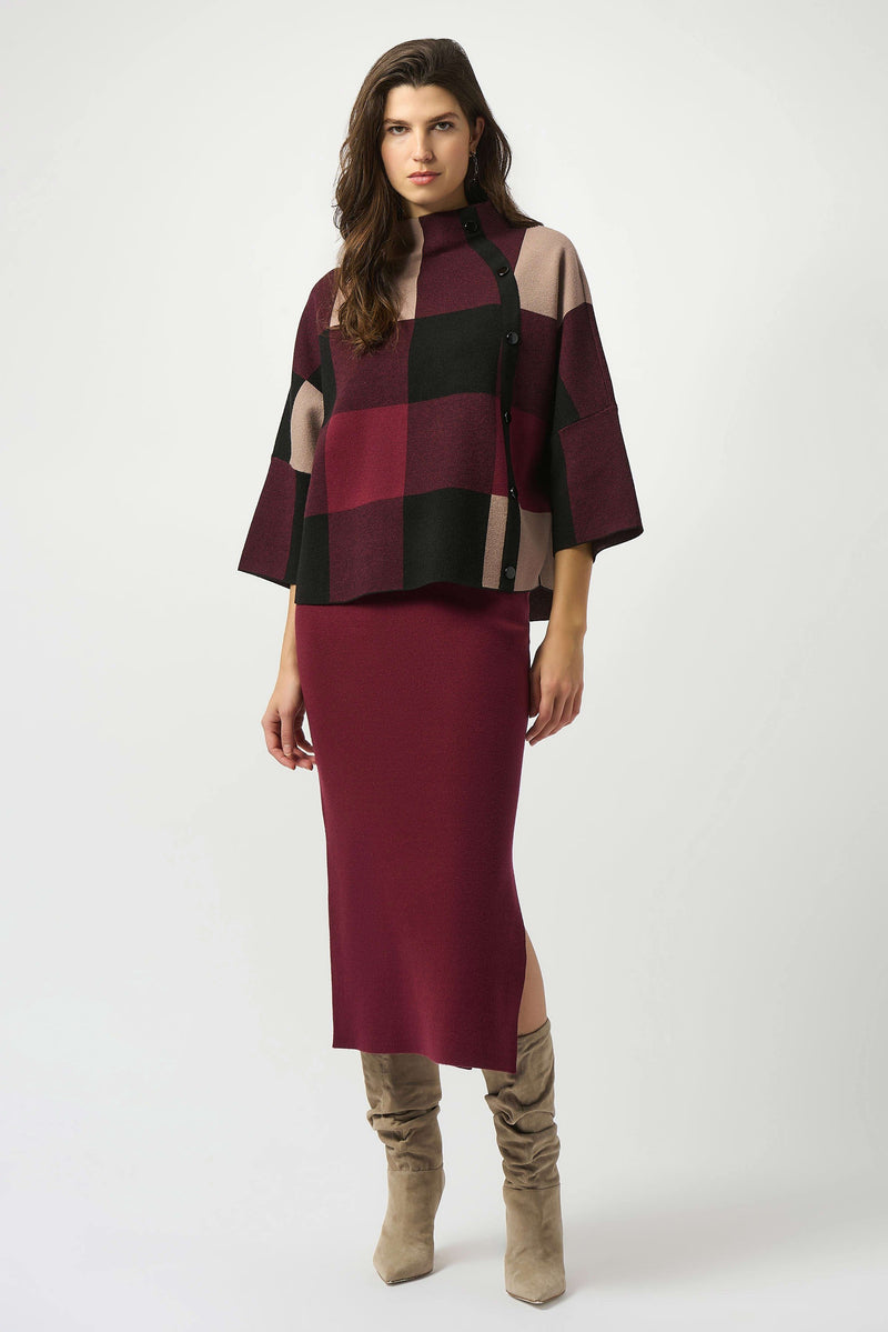 Joseph Ribkoff -Plaid Jacquard Sweater Knit Top