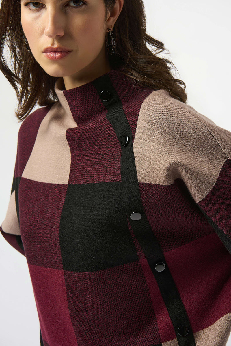 Joseph Ribkoff -Plaid Jacquard Sweater Knit Top